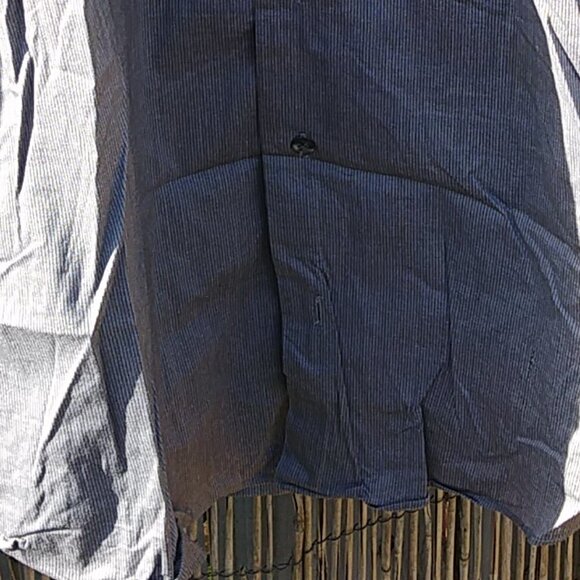 Kenneth Cole Men's Gray Black Pinstripe Button Down - 17 - 32/33 - Picture 5 of 12